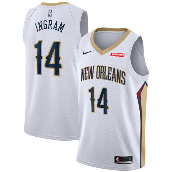 Men's New Orleans Pelicans #14 Brandon Ingram White NBA Stitched Jersey